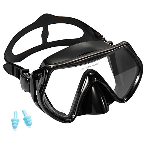 Supertrip Snorkel Dive Mask Adult Anti-Fog Film Panoramic Scuba Diving Goggles Black
