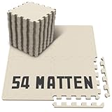 Soontrans Bodenschutzmatte Fitness 54 Stück, Puzzlematte Boden 30.5x30.5x1cm, Bodenmatte Fitness, Matten Fitnessraum, Schutzmatten, Sportmatte Fitnessmatte rutschfest, Trainingsmatte(Beige)