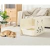 Qozary Cat Litter Box Enclosure, Waterproof Litter Box Shield for Less Mess, Keeps Litter Inside, Easy to Clean, Includes 2 Hooks