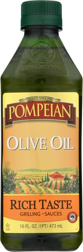 Pompeian Rich Taste Olive Oil, High Heat Cooking, Baking & Sauteing, High Smoke Point, 16 Fl Oz (Pack of 5)