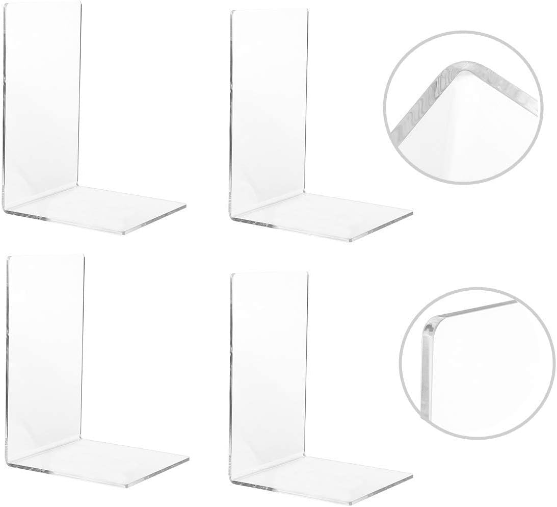 CY craft 4 Pieces Bookends,Clear Acrylic Bookends for