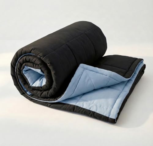 Image of SANMARINO Reversible Single Size Comforter 220 GSM Microfiber | Single Bed AC Comforter /Blanket for Winter & All Season | Soft Lightweight Quilt /Duvet (60 x 90 Inches, Charcoal Black)