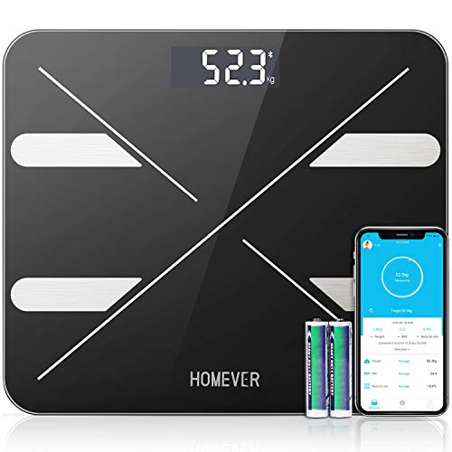 Bilancia Pesa Persona Digitale, Homever Professionale Bluetooth Bilancia Pesapersone, Inteligente BMI, Analizzatore di Composizione Corporea con APP, 400lb