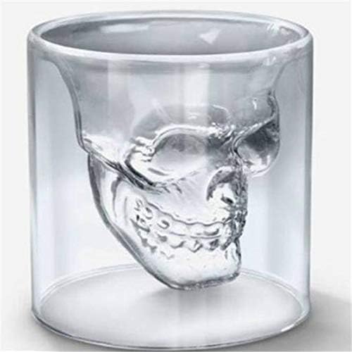 Eco-Friendly Crystal Whiskey Glass for Halloween Party,Bachelors Party and Other Themed Parties| Double Layer Design Skull Whiskey Glass | 75ml Glass Mug Perfect Capacity for Tea,Wine,Cocktail,Vodka