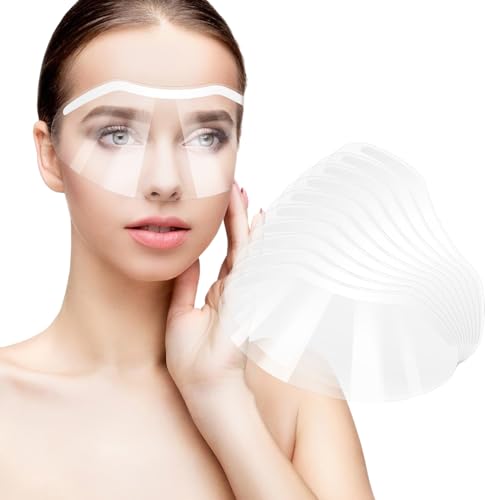 Wanmu 30 Pcs Shower Face Eye Shield After Surgery, Disposable Plastic Bath Visor Face Cover, Clear Eyebrow Protector for Microblading, Makeup, Haircut Hairspray, Salon Eyelash Extensions