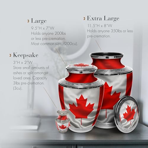 Image of Canadian Flag Cremation Urns for Human Ashes Adult Man & Urns for Ashes