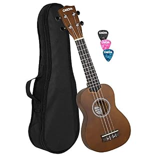CASCHA EH 3953 Ukulélé Soprano Naturel avec cordes AQUILA, sac de rangement et 3 plectres - Les Beatles, Paul McCartney, John Lennon, RIngo Starr, George Harrison