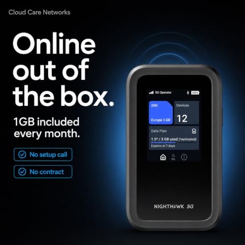 Image of NETGEAR Nighthawk 5G Mobile Hotspot M7 | eSIM or SIM | Portable WiFi 7 Router for Travel in 140+ Countries | 5G /4G LTE | 3.6Gbps Speed | Cloud Care Networks Powered by AT&T, T-Mobile, Verizon (MH7150)