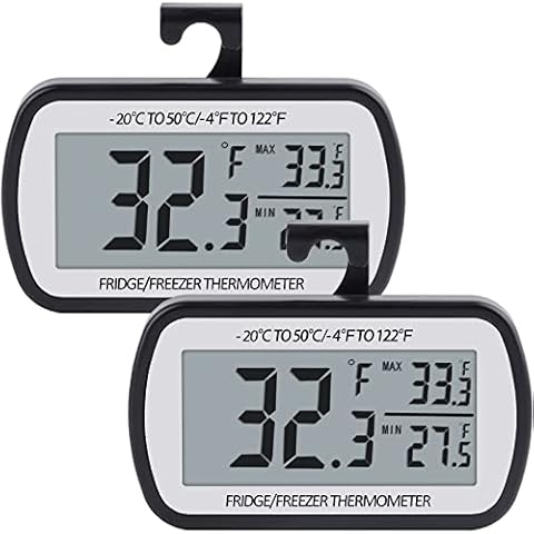 AEVETE Refrigerator Thermometer with Large LCD and Magnetic Back (2 Pack) Cover