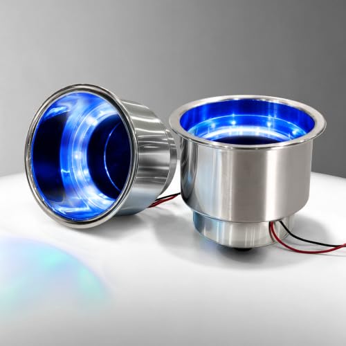 LED Stainless Steel Boat Cup Holder, 2-Pack