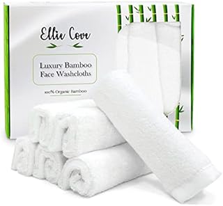Ultra Soft Luxury Organic Bamboo Facial Washcloths for Sensitive Skin, Makeup Remover, Baby Washcloths Soft Baby Wipes, Set of 6, 10''x10'' (White)