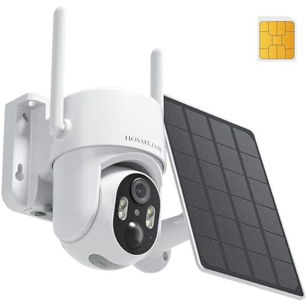 Kamera bezpieczeństwa komórkowego 4G LTE bez Internetu, kamera bezpieczeństwa na zewnątrz bez Wi-Fi, miejsce pracy, wersja nocna 2K Color, widok na żywo 360, wykrywanie ruchu, dźwięk dwukierunkowy
