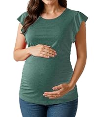 Round Neck Ruffle Maternity Shirt - Seagren