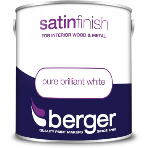 DRW Pure Brilliant White Satin Finish Paint 2.5L | Interior Wood and Metal Paint | Durable Mid Sheen Satin Finish | Trim Paint for Doors Skirting Boards Window Frames and Furniture