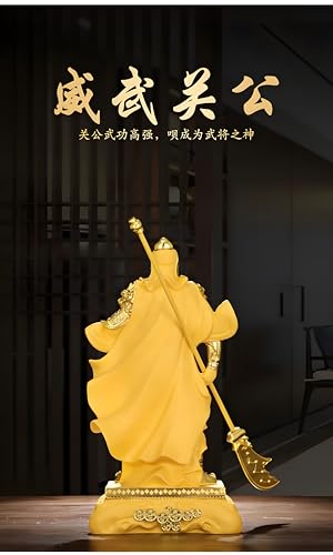 Estatua dorada Guan Gong 38 cm resina miniatura 3