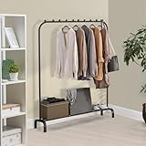 FERNVALE Single Clothes Rail - 146cm Metal Hanging Rail for Coats & Shoes, Small Freestanding Garment Rack, Space-Saving Wardrobe Storage for Bedroom/Hallway (single layer, Black) - Image 6