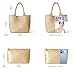 AUACDIY Woven Tote Bag for Women Fashion Woven Bags for Women Shoulder Bag Vegan Leather Handbags Large Work Travel Beach Tote Bags With Purse Golden