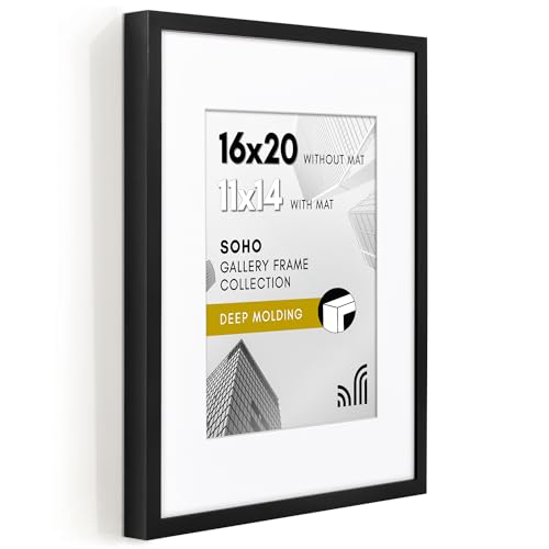 Americanflat 16x20 Deep Poster Frame - Matted to 11x14 - Black