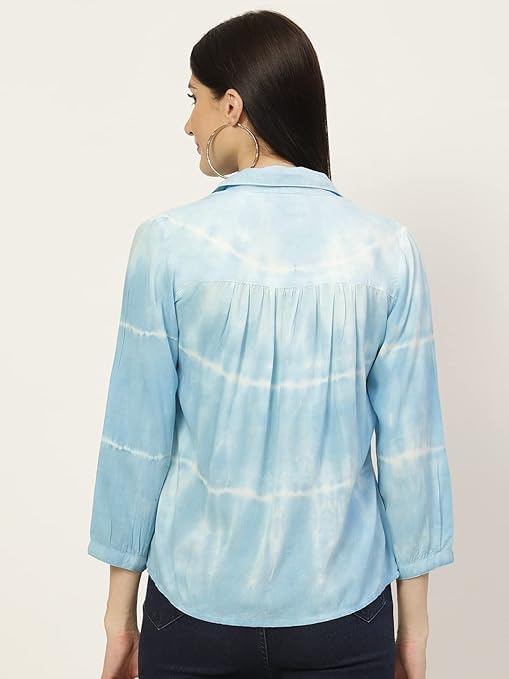 Image of Maaesa - Women Handcrafted Tie-Dye Rayon Shirt | Casual & Office Wear | Relaxed Fit | Long Sleeve | Breathable & Lightweight Fabric