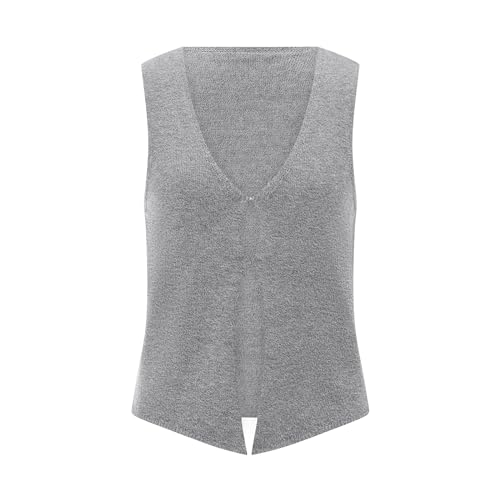 Image of Crochet Knitted Vest for Women Vintage Y2K Hollow Out Button Down Cardigan Retro Crochet Knit Tank Vest