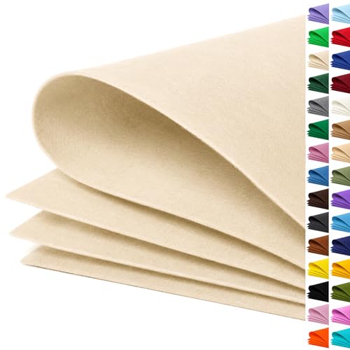Image of Ivory Large Felt Fabric 36 inch x 36 inch (1 Square Yard), 1mm Stiff Felt Sheet, Nonwoven Fabric for Crafts, DIY Projects, Art, Sewing, Lining & Decorations