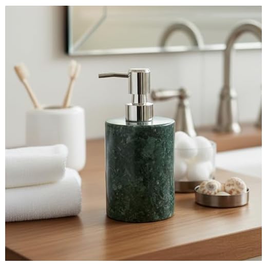 KLEO Soap Dispenser Lotion Dispenser - Made of Natural Stone - Luxury Bathroom Accessories Bath Set (Green)