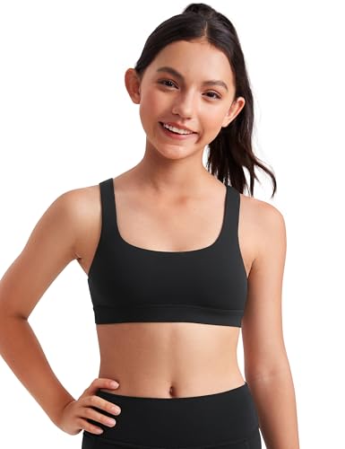 CRZ YOGA Girls Butterluxe Training Sports Bra - Scoop Neck U Back for Teens Kids Yoga Dance Crop Top