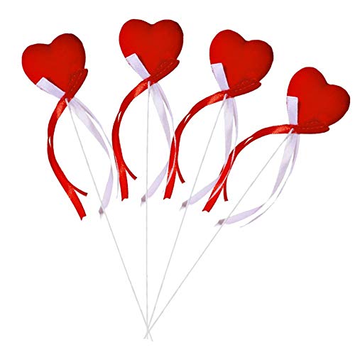 LCDG 4 Corazón con Cintas Rojas y Blancas - Ideal para la decoración de la Boda, día de San valentín, Pastel