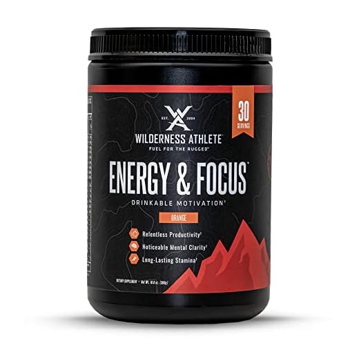 Wilderness Athlete - Energy & Focus | Energy Pre Workout for Women & Men - Energy Powder Drink Mix with Natural Caffeine - Low-Carb, Zero Sugar, No Crash Workout Powder - 30 Serving Tub (Orange)