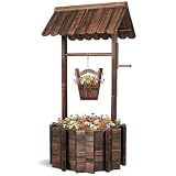 ZSYWODFO Wooden Wishing Well Planter for Outside,2-Tier Rustic Garden Decor