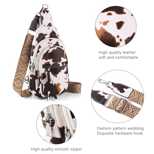 DRIITKO Sling Crossbody Bag for Women Fanny Packs Leather Sling Chest Bag With Guitar Strap4