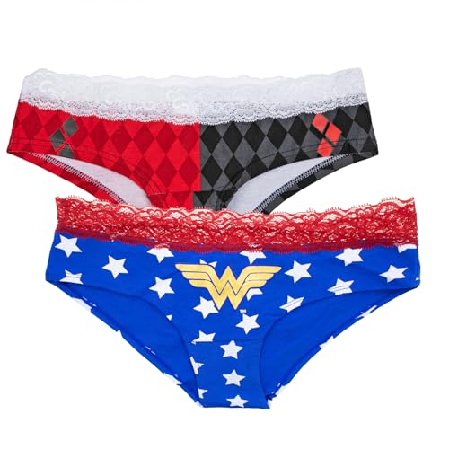 COCO BRANDS Wonder Woman and Harley Quinn 2-Pack Womens Underwear Panties (US Alpha Medium Regular Regular Multicolor)