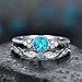 Women Gemstone Zircon Ring set of Micro Rings Engagement Jewelry Gemstone Wedding Bridal Ring set,Size US 8 Lake Blue Fashion