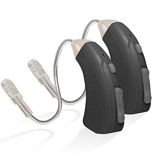 Tweak Focus+T OTC Hearing Aid Device With Programmed Listening Modes For Personal Sound Volume Control | With Personal Accessories Kit Included (Metallic Gray Pair)