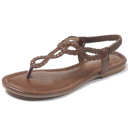 Image of zeetoo Women's Flat Sandals Summer T-StrapThong Bohemian Casual Comfortable Dressy Sandals for Women