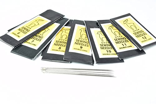Deer Brand Double Long Hand Sewing Needles – Size 6 to 12 Assorted Pack – Strong Steel Needles for Tailoring, Crafts, Quilting & Repairs