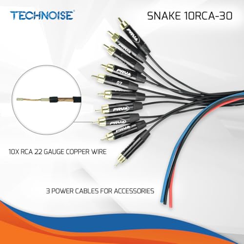 Image of PRV AUDIO Snake 10RCA-30 Car Audio 30 Ft Medusa Cable 10 RCA Channels + 3 Power