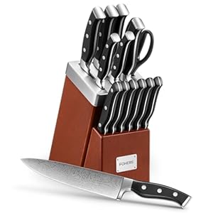 FOHERE 14-teilige Edelstahl Messerset mit Block