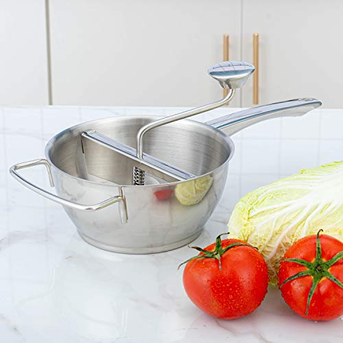 Nicecooker Food Mill 18/10 Stainless Steel Rotary Hand Crank Manual Grinder Mill With 4 Milling Discs For Mashing, Straining, Silver #TOP1