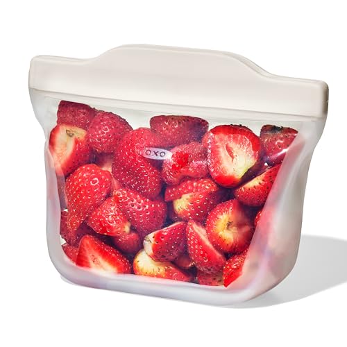 OXO Good Grips Silicone Reusable Bag &ndash; Stand-Up Snack (12 oz) &ndash; Oat