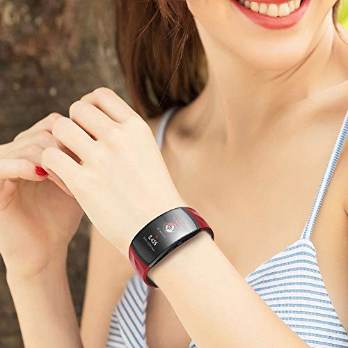 Notocity Compatible With Samsung Gear Fit2 Pro Bands Replacement Silicone Band For Samsung Gear Fit2/Gear Fit 2 Pro Smartwatch(Black-Red, Small) #TOP5