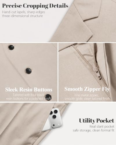 Image of MY'S Men's Suit Slim Fit One Button 3-Piece Suit Blazer Dress Business Party Jacket Vest & Pants