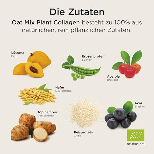 SOOPER FOOD Plant Collagen Oat Mix | Veganes Bio Superfood Pulver | Mit Vitamin C aus Acerola | 100 % pflanzlich & ohne tierisches Kollagen | 15 Portionen | 250g
