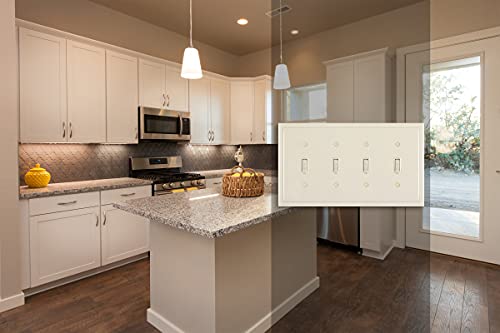 Modern Edge Decorative Wall Plate Switch Plate Outlet Cover, Durable Solid Zinc Alloy (Quad Toggle, Light Almond) #TOP4