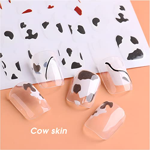 Line Nail Stickers Colorful Self-Adhesive Nail Decals French Pop-Style Striped Cow Print Nail Stickers Design Manicure Diy Decoration Supplies (7 Sheets) #TOP6