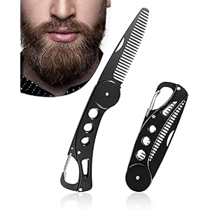 Beard Comb Stainless Steel Beard Combs Folding Beard Comb Mustache Pocket Comb Hair Styling Comb for Men for Hair Beards Mustache