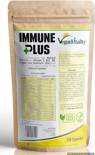 Immune System Booster Supplement - 120 Capsules with 14 Immune System Vitamins & Natural Extracts: Vitamin C, Zinc, Turmeric, Selenium, Ginger, Cranberry, Elderberry, Garlic, Vitamin B12 & B6