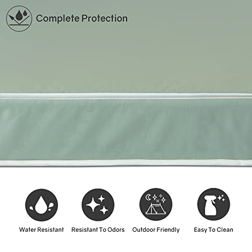 Zutan, 14-Inch Quickbase Metal Platform Bed Frame Foundation With 5" Vinyl Mattress Tight Top Double Sided Medium Firm Water Resistance, 75 X 30, Green #TOP4