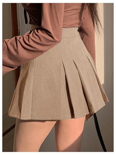 SOLY HUX Women's Pleated Skirt High Waisted A Line Casual Mini Skirts2