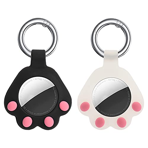 TOOVREN AirTag Anhänger AirTags Schutzhüllen Silikon Schlüsselanhänger Katzenhalsband Hüllen für Apple AirTags 2021, süß Hund und Katzen Silikon Keyring Airtag Case, Kratzfest und Waschbar Cover
